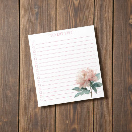 Watercolor Peony To Do List Modern Boho Chic Notizblock
