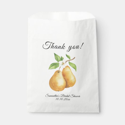 Watercolor Perfect Pear Danke Brautparty Geschenktütchen (Vorderseite)