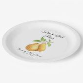 Watercolor Perfect Pear Floral Bridal Shower Pappteller (Schrägansicht)