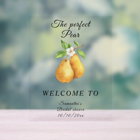 Watercolor Perfect Pear Welcome Bridal Shower Acrylschild (Neutral)