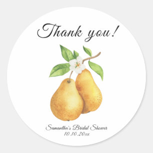 Watercolor Perfekte Birne Danke Brautdusche Runder Aufkleber
