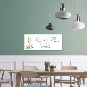 Watercolor-Perlen und Prosecco-Brautjunggesellinne Banner