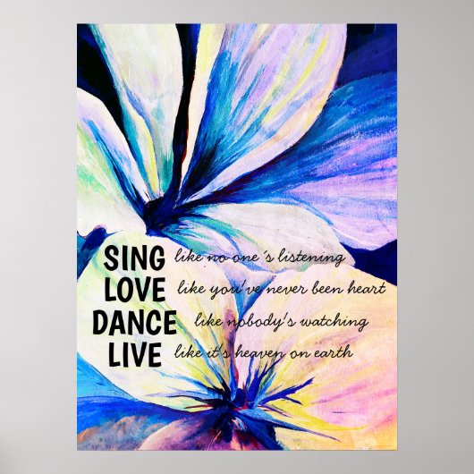 Watercolor Persian Lilies Petals Inspirational Poster (Vorne)