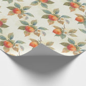 Watercolor Persimmon Fruit and Flowers  Geschenkpapier (Ecke)