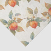 Watercolor Persimmon Fruit and Flowers  Seidenpapier (Ausschnitt)