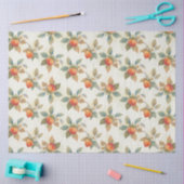 Watercolor Persimmon Fruit and Flowers  Seidenpapier (Basteln)