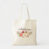 Watercolor-personalisierte Mädchen-Leinwand-mit Tragetasche (Vorne)