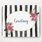 Watercolor personalisiertes mit Blumenmousepad Mousepad (Vorne)