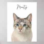 Watercolor Pet Cat Portrait Script Name Poster (Vorne)