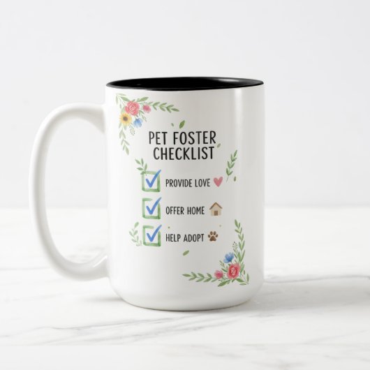 Watercolor Pet Foster Checklist Zweifarbige Tasse (Links)