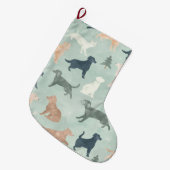 Watercolor Pet Silhouette Christmas Stocking Großer Weihnachtsstrumpf (Vorderansicht (hängend))