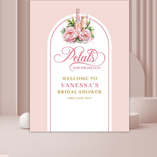Watercolor petals and prosecco shower banner desig wandteppich