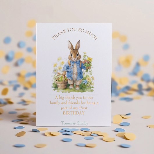 Watercolor Peter Rabbit Birthday Dankeskarte