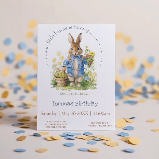 Watercolor Peter Rabbit Birthday Einladung
