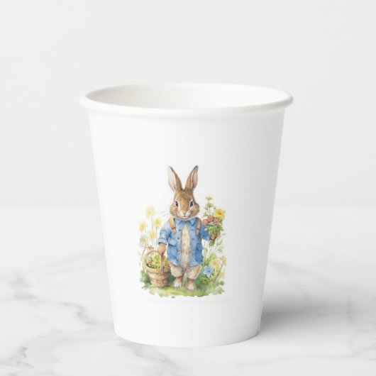 Watercolor Peter Rabbit Birthday Pappbecher (Vorderseite)