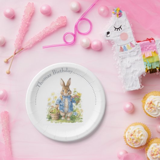 Watercolor Peter Rabbit Birthday Pappteller (Party)