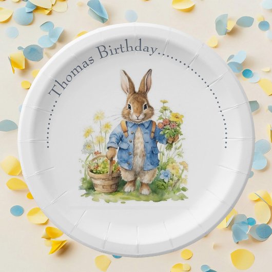 Watercolor Peter Rabbit Birthday Pappteller
