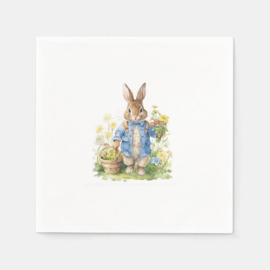 Watercolor Peter Rabbit Birthday Serviette (Vorderseite)