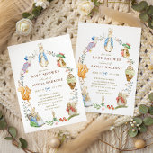 Watercolor Peter Rabbit Friends Bunny Baby Shower Einladung