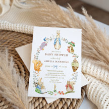 Watercolor Peter Rabbit Friends Bunny Baby Shower