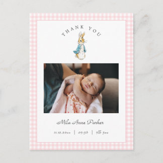 Watercolor Peter Rabbit Girl Birth Announcement Postkarte