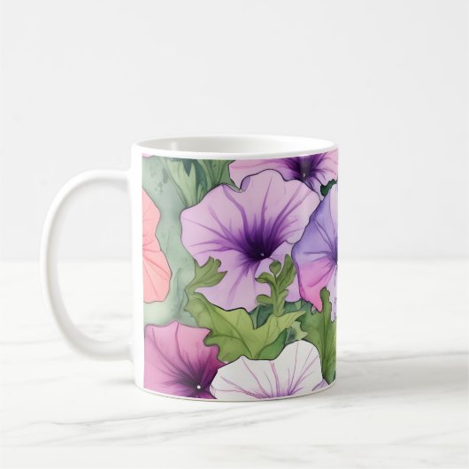 Watercolor petunia flowers kaffeetasse (Links)