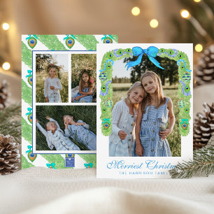 Watercolor-Pfau-Weihnachts-Girlande-Swag-Foto Feiertagskarte