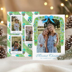 Watercolor-Pfau-Weihnachts-Girlande-Swag-Foto Feiertagskarte