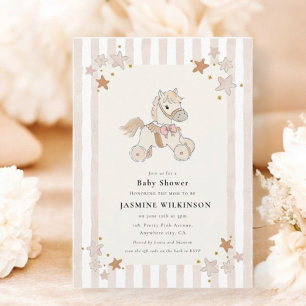 Watercolor-Pferd-Baby-Party mit QR-Code-RSVP Einladung