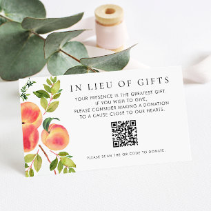 Watercolor-Pfirsiche als Geschenkersatz QR-Code Begleitkarte