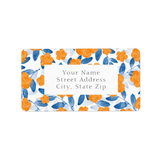 Watercolor-Pflaumen und Blätter Muster Adressaufkleber (Vorne)