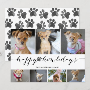 Watercolor-Pfote Frohe Howlidays 7 Foto Haustier Feiertagskarte