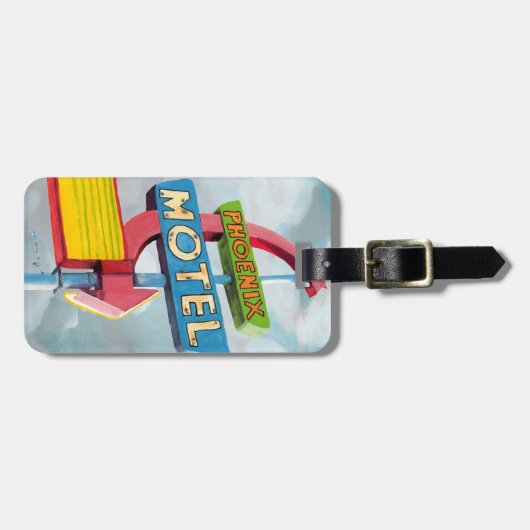 Watercolor Phoenix Motel Gepäckanhänger (Vorderseite horizontal)