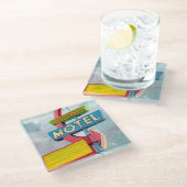 Watercolor Phoenix Motel Glasuntersetzer (Schrägansicht)