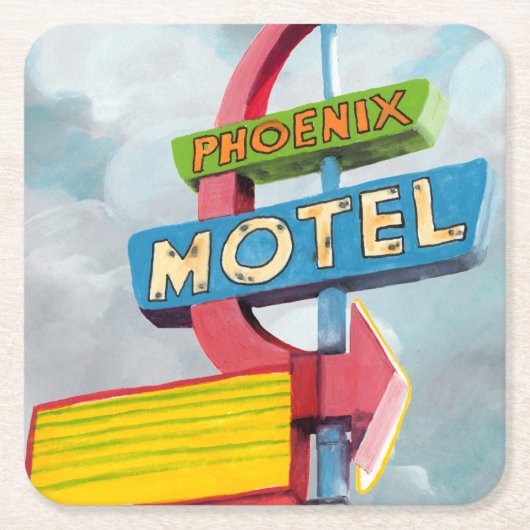 Watercolor Phoenix Motel Rechteckiger Pappuntersetzer (Vorderseite)