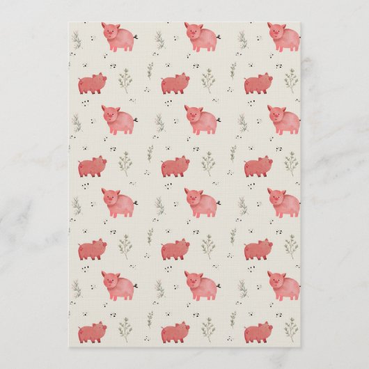 Watercolor Pigs And Flowers Seamless Pattern Einladung (Vorderseite)