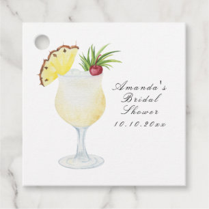 Watercolor Pina Colada Cocktail Brautparty Geschenkanhänger