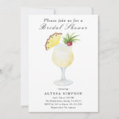 Watercolor Pina Colada Cocktail Bridal Shower Einladung (Vorderseite)