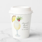 Watercolor Pina Colada Cocktail Bridal Shower Pappbecher (Vorderseite)
