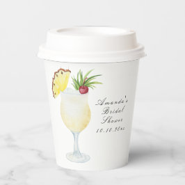 Watercolor Pina Colada Cocktail Junggesellinnenabs Pappbecher