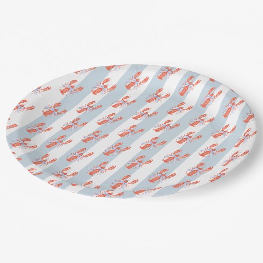 Watercolor Pinch Me Lobster Birthday Pappteller (Schrägansicht)