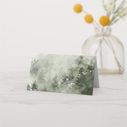 Watercolor Pine Forest Fill in Platzkarte (Rückseite)