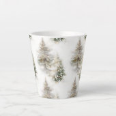 Watercolor Pine Forest Latte Mug Milchtasse (Vorderseite)