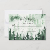 Watercolor Pine Forest Wedding RSVP Karte (Vorderseite)