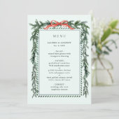 Watercolor Pine Garland Wedding Mint Green Menükarte (Stehend Vorderseite)