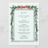 Watercolor Pine Garland Wedding Mint Green Menükarte (Vorderseite)
