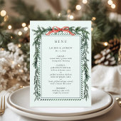 Watercolor Pine Garland Wedding Mint Green Menükarte