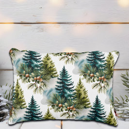 Watercolor Pine Muster Elegante Winter Dekokissen