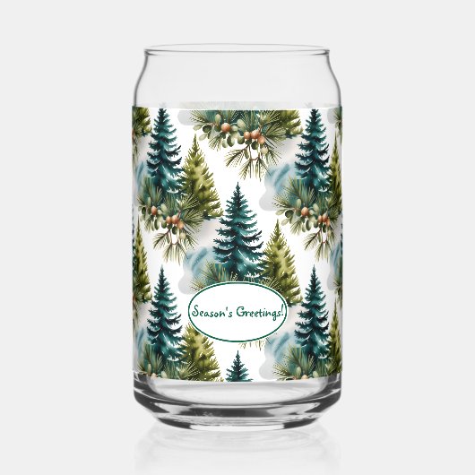 Watercolor Pine Muster Elegante Winter Dosenglas (Vorderseite)