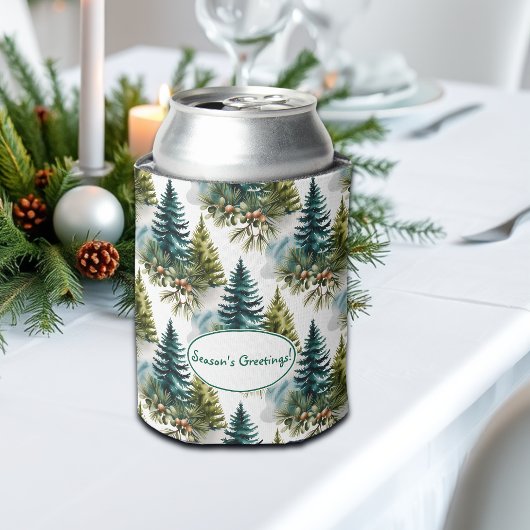 Watercolor Pine Muster Elegante Winter Dosenkühler